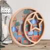 Ramadan Moon Star Serving Tray - Eid Cupcake Candy Plates Mubarak Religious Painting for Family Party Wooden Decorations