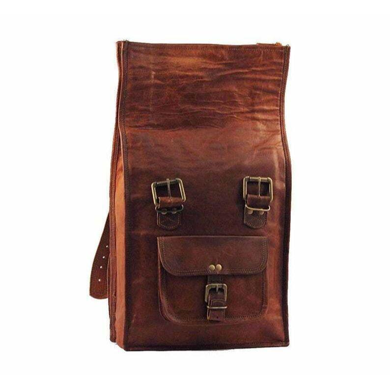 Mens Vintage Genuine Leather Laptop Backpack Rucksack Messenger Bag Satchel NEW