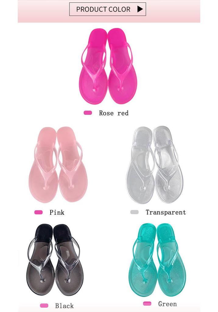 Clear Jelly Thong Sandals - Flat Sole, Transparent Beach Flip-Flops