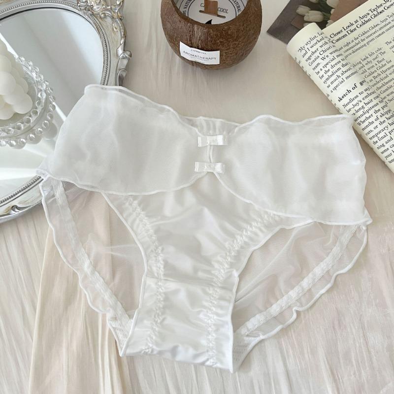 Girl Pure Desire Wind Satin Underwear Summer Thin Sweet Mesh Women's Triangle Panties
