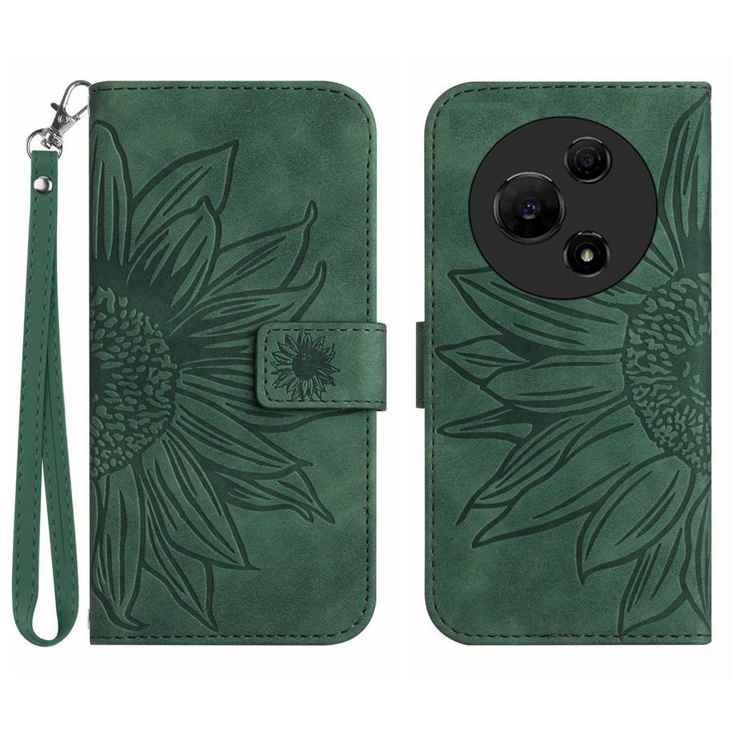 For TCL 60 NxtPaper 4G Case Sunflower Imprint Leather Wallet Phone Cover with Wrist Strap