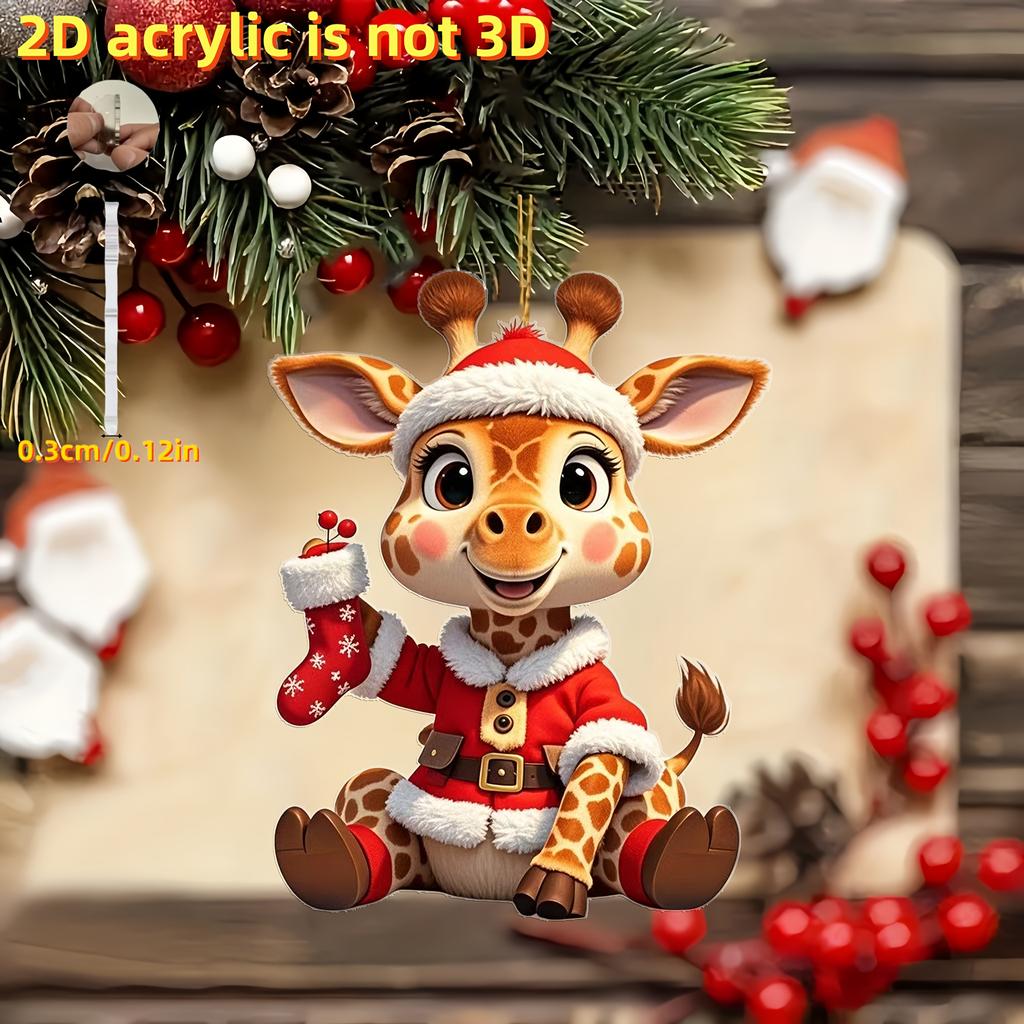 2D Flat, 1pc Cute Giraffe Acrylic Ornament - Christmas, Halloween, New Year, No Power Hanging Decoration, Indoor/Outdoor Holiday Home Decor, Exquisite