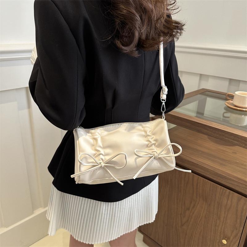 Chic Pu Leather Shoulder And Crossbody Bag With Bowknot For Women In Trendy Spring 2024 Design