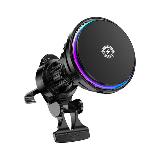 

Магнитное автомобильное зарядное устройство с вращением на 360 градусов, простая установка в автомобильный воздуховод, беспроводная зарядка, быстрое зарядное устройство, держатель для телефона чёрный
