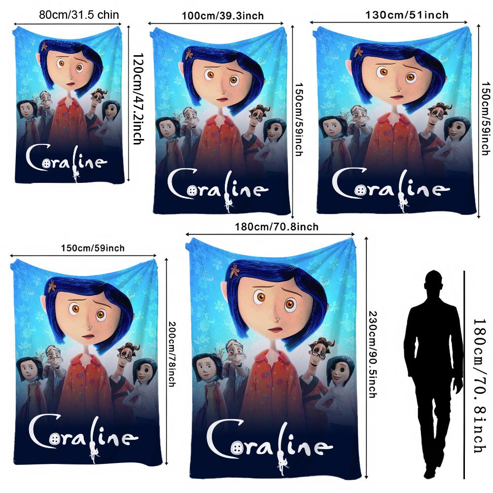 Mysterious Stop Motion Fantasy World Coraline Flannel Printed Blanket Thick Soft Fleece Blanket For Camping Travel Home Decor Holiday Gift