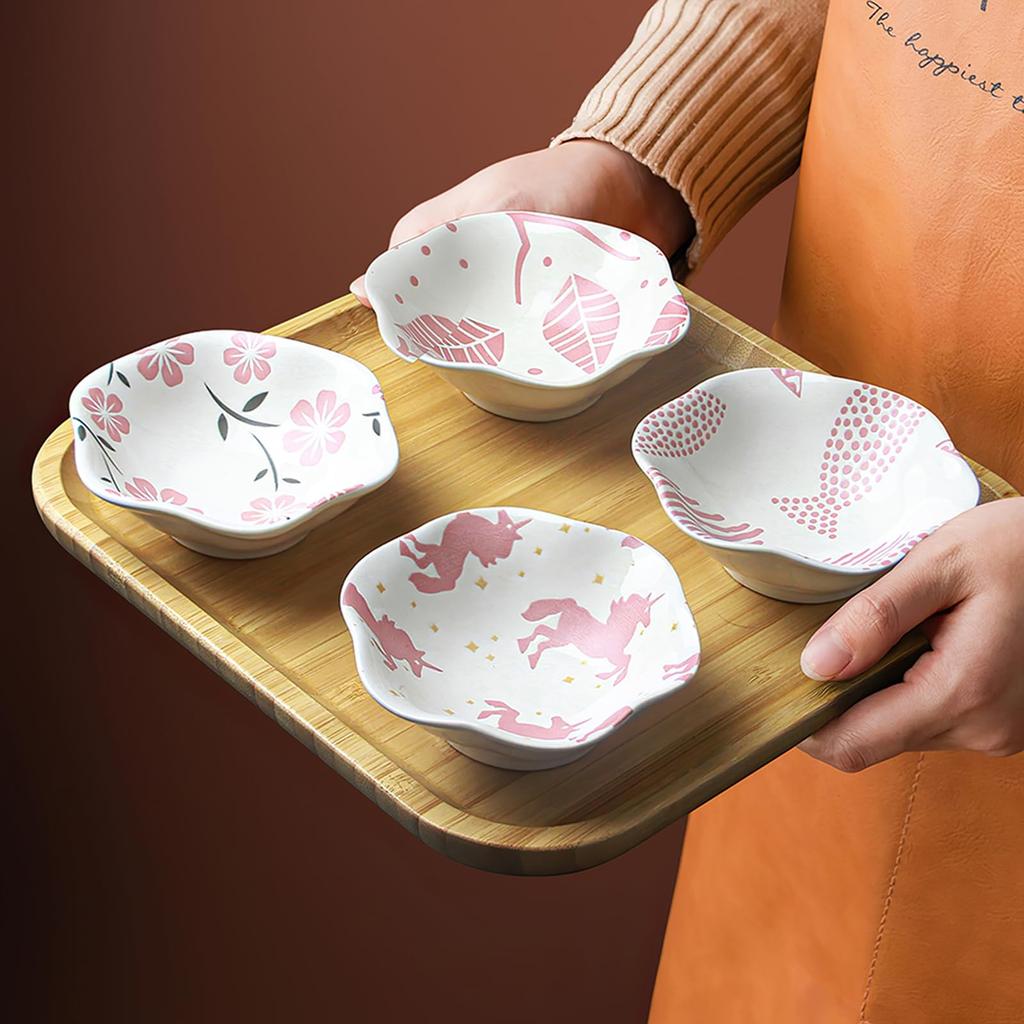 YFWOOD Small Small 4 Small Bowl Diameter Height 3 Capacity Mini White and Pork Appetizer Seasoning Soy Pickle For Microwave Dishwasher Japanese