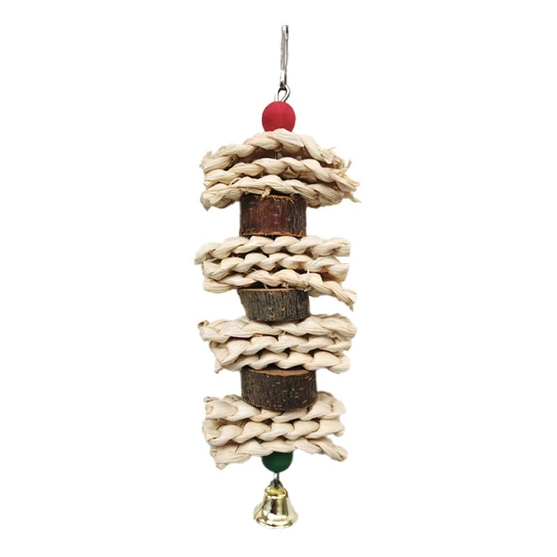 Bird Toys Chewing Toy Parrot Cage Bite Toys Corn Husks Color Wood Beads Entertainment Toys for Small and Medium Parrots Birds