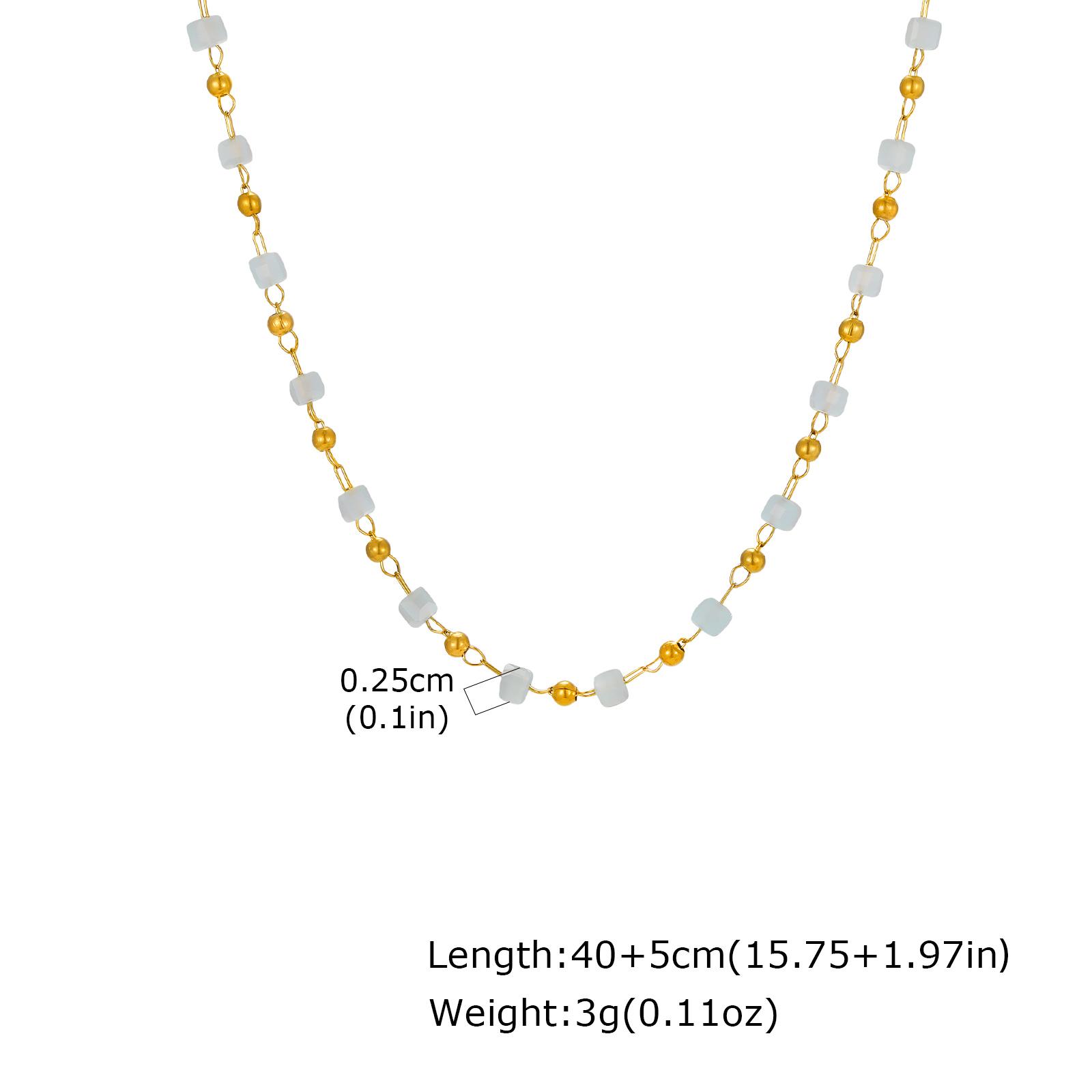 

Vnox Stainless Steel Cherry Fruit Bouble-layered Necklace, Light Blue Spacer Beaded Round Snake Chain Cherry Necklace for Women