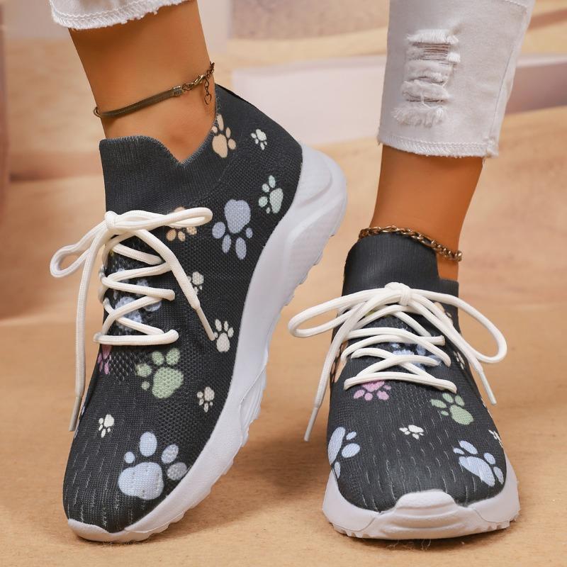 

Мода 2025 Новые Милые Домашние Животные Собаки Отпечатки Лап Узор Женская Обувь Принт Женские Низкие Повседневные Кроссовки Дамская Большая Обувь 42