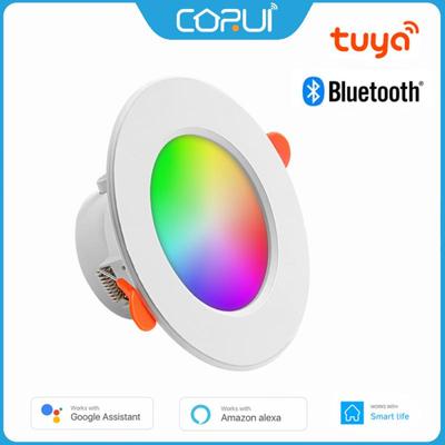 Lámpara LED empotrada redonda colorida compatible con Bluetooth Tuya que funciona con Smart Life, Alexa y Google Home