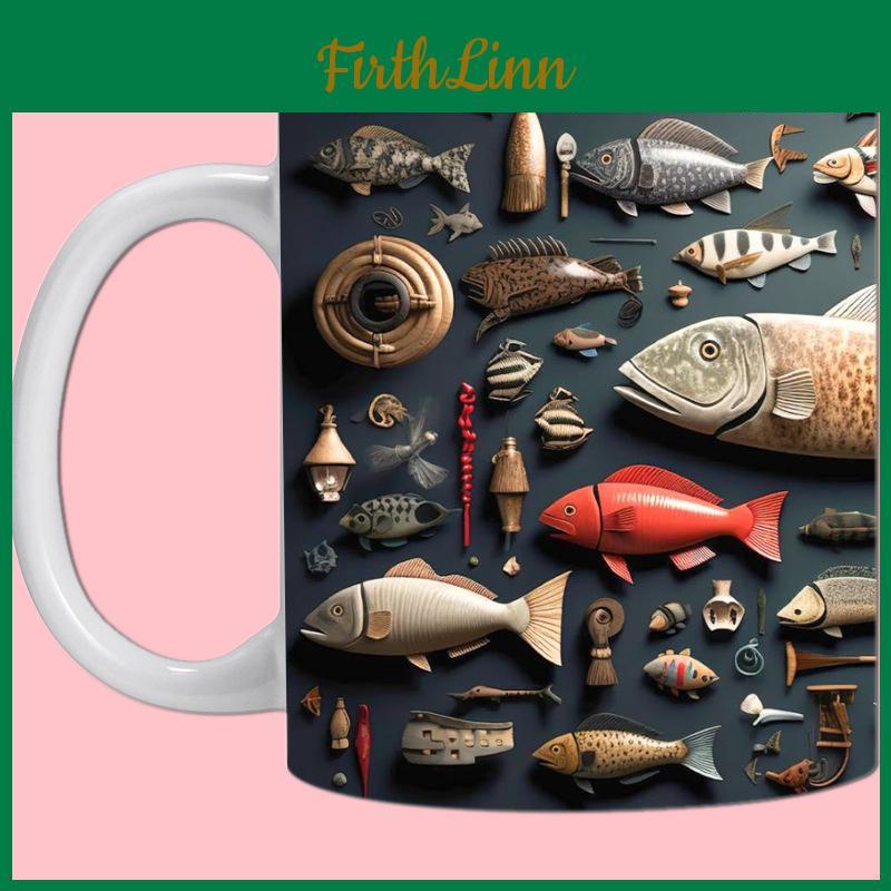 Gift Fathers 3d Dad Day Ceramic Coffee Mug Father Goldfish Water Cup Fishing Fishing