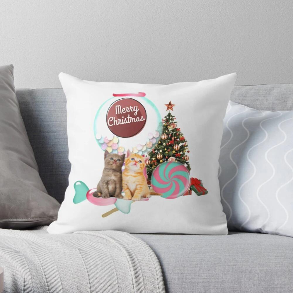 Merry Christmas Decoration Home Pillowcase Cushion Cover Autumn 45X45Cm Red Living Room Sofa Bed Pillowcase