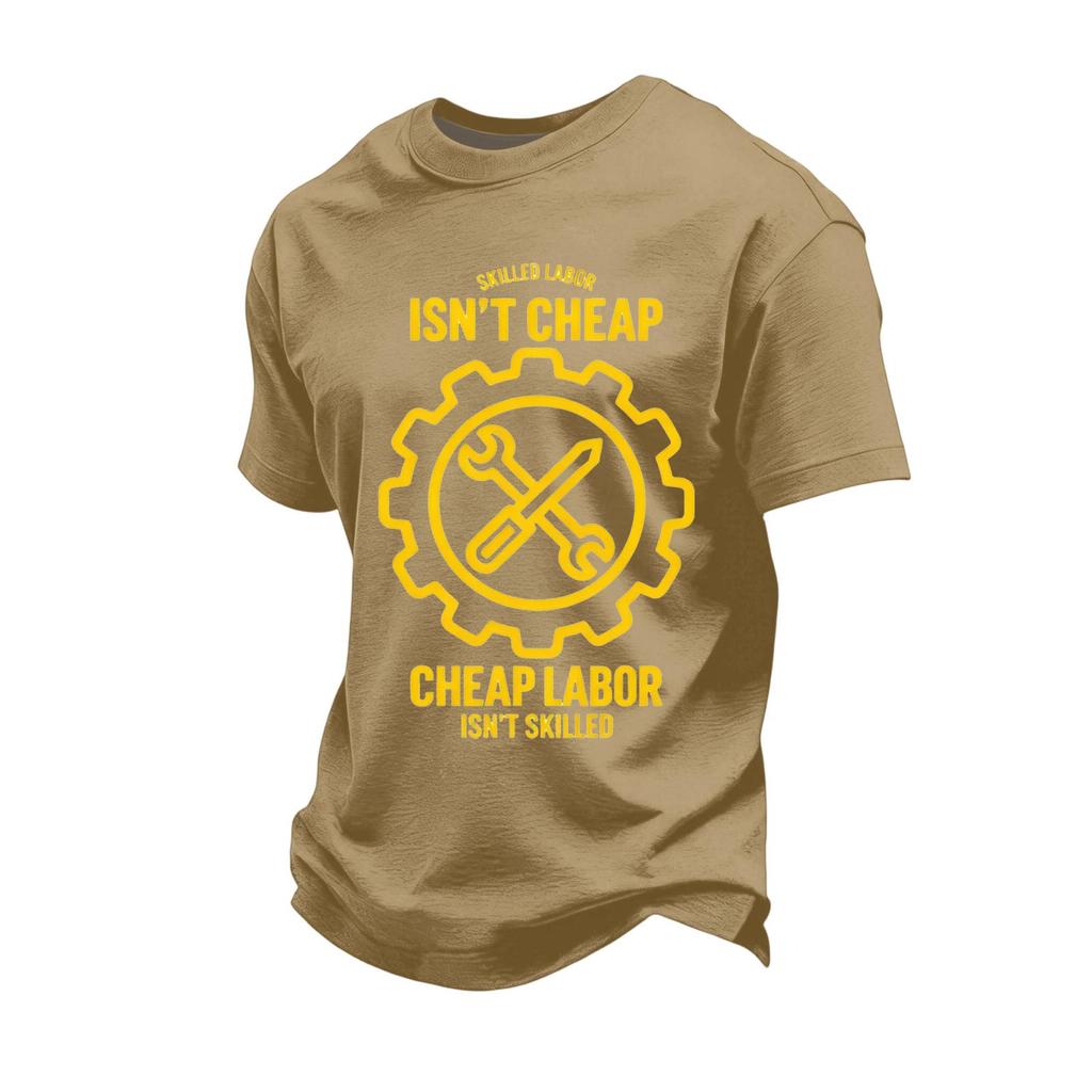 Men's Loose Fit Casual Short Sleeve T Shirt Labor Day Printed Graphic Tee Crew Neck Comfortable Top for Everyday Wear