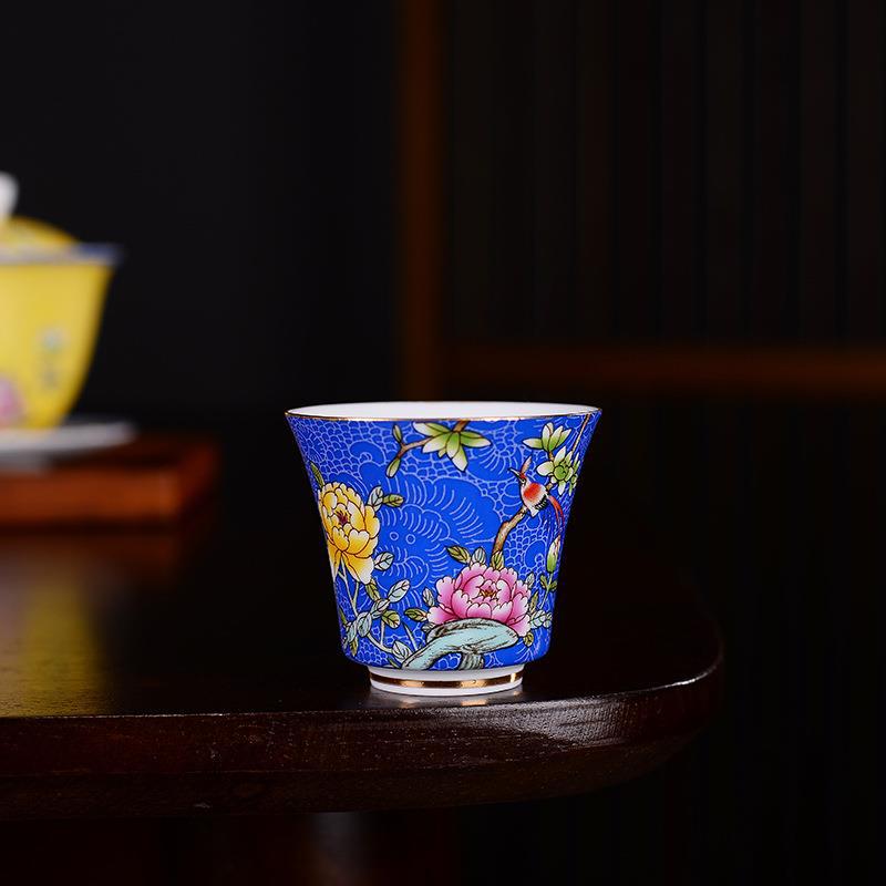 Personalized Carved Flower Teacup Pastel Douli Cup Hand-painted Ceramic Tea Cup Kung Fu Tea Set Tasting Cup Master Single Cup