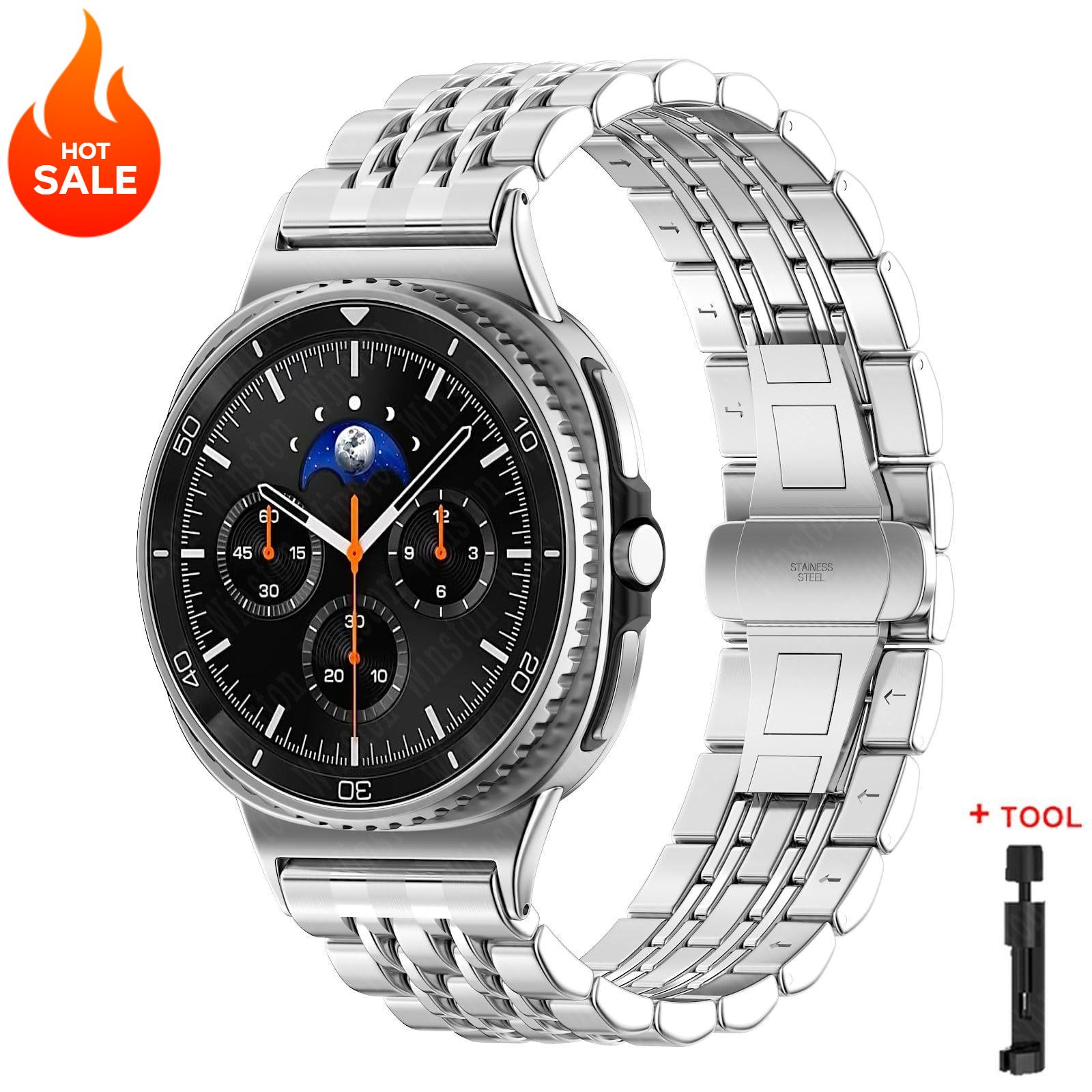 

Metal Band for Samsung Galaxy Watch 8/8 Classic 40/44mm/46mm Stainless Steel Bracelet for Galaxy Watch Ultra 2025 47mm Wristband Galaxy Ultra 47mm серебряный