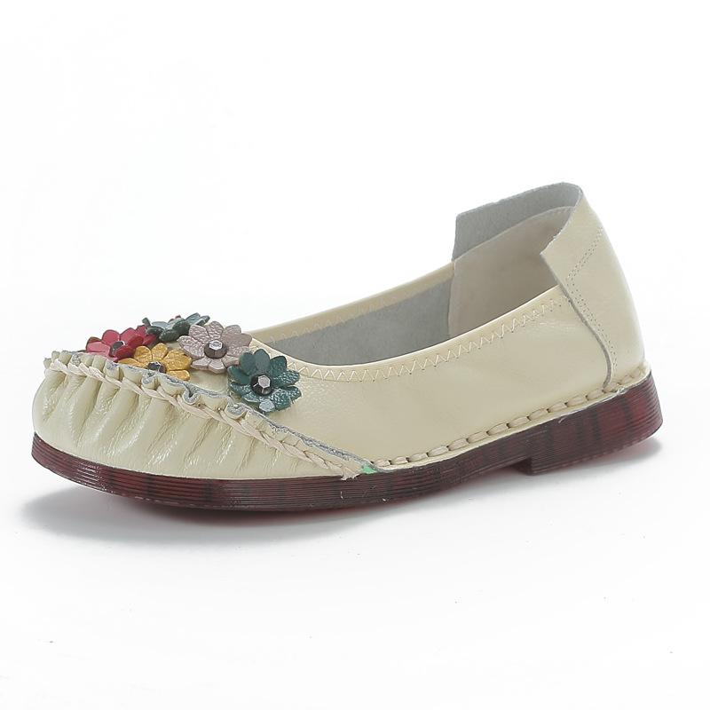 Genuine Leather Mother Shoes Spring and Summer Single Shoes Beef Tendon Bottom Layer Cowhide Comfortable Soft Sole Lightweight