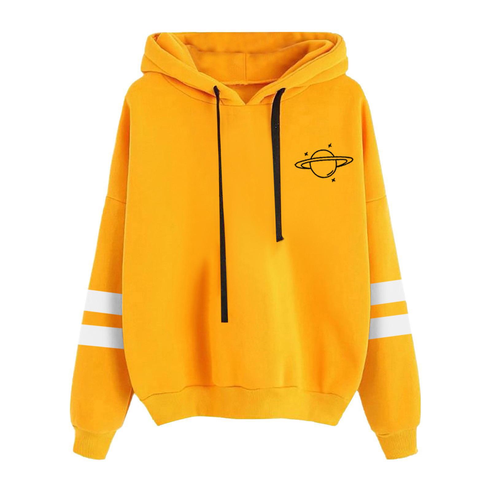 Autumn and winter long sleeved planet print hooded sweatshirt 6994 L жёлтый 1390₽