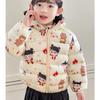 autumn cute Flower print coats Girls' warm cotton-padded children's clothes fashion style blue winter baby girl thickened short cotton-padded jacket