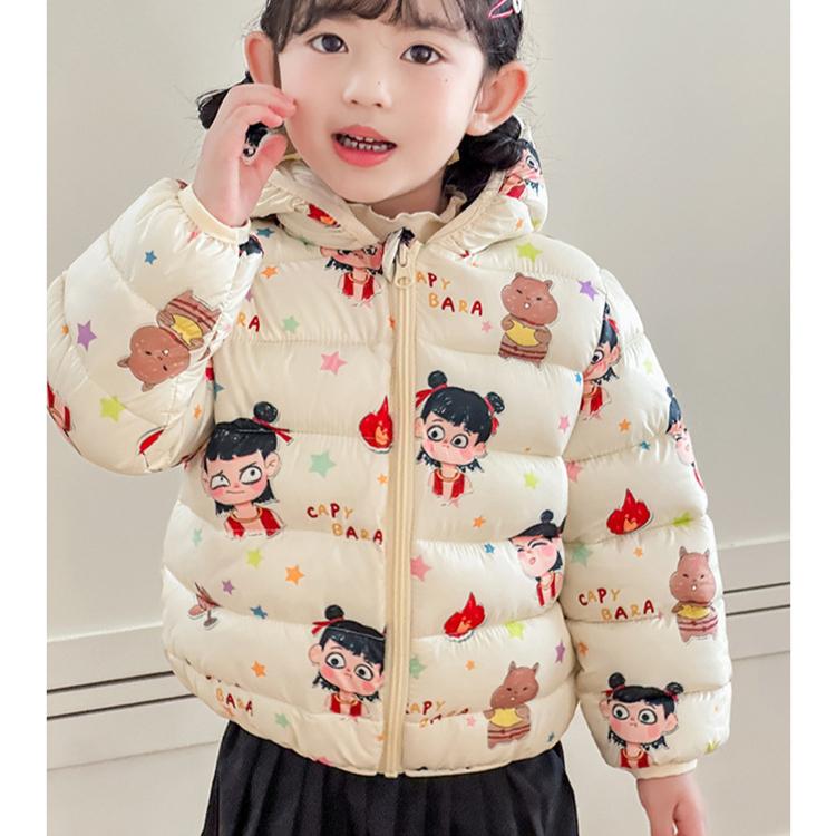 autumn cute Flower print coats Girls' warm cotton-padded children's clothes fashion style blue winter baby girl thickened short cotton-padded jacket