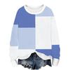 Women's Loose Comfortable Casual Fashionable Round Neck Long Sleeved Color Blocked Hoodie