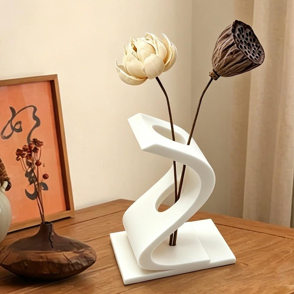 Geometric Art S-shaped Twisted Vase 3D Printed Desktop Pen Holder Creative Flower Ware  Home Use