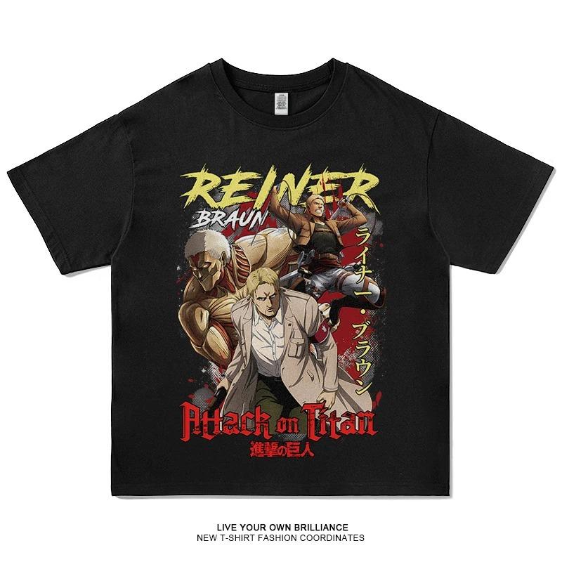 Anime Attack On Titan Trička Nadměrná Velikost Vintage Prané Shingeki no Kyojin Tričko Krátký Rukáv Manga Eren Mikasa Levi Topy Trička