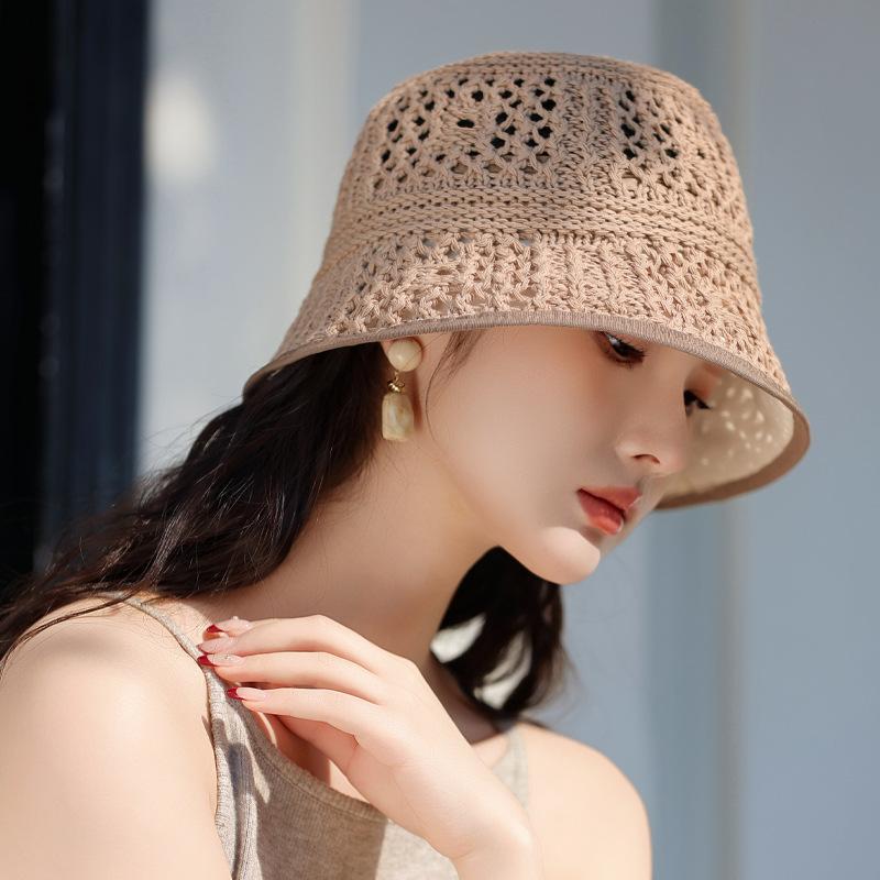 

Весна и лето новая шляпа женская вязаная дышащая шляпа-ведро солнцезащитная шляпа солнцезащитный козырек шляпа-тазик Average size