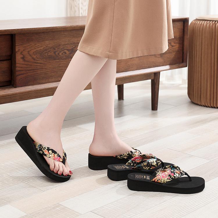 Women's Bohemian Silk-Strap Thick-Soled Sandals - Beach Casual Flip-Flops