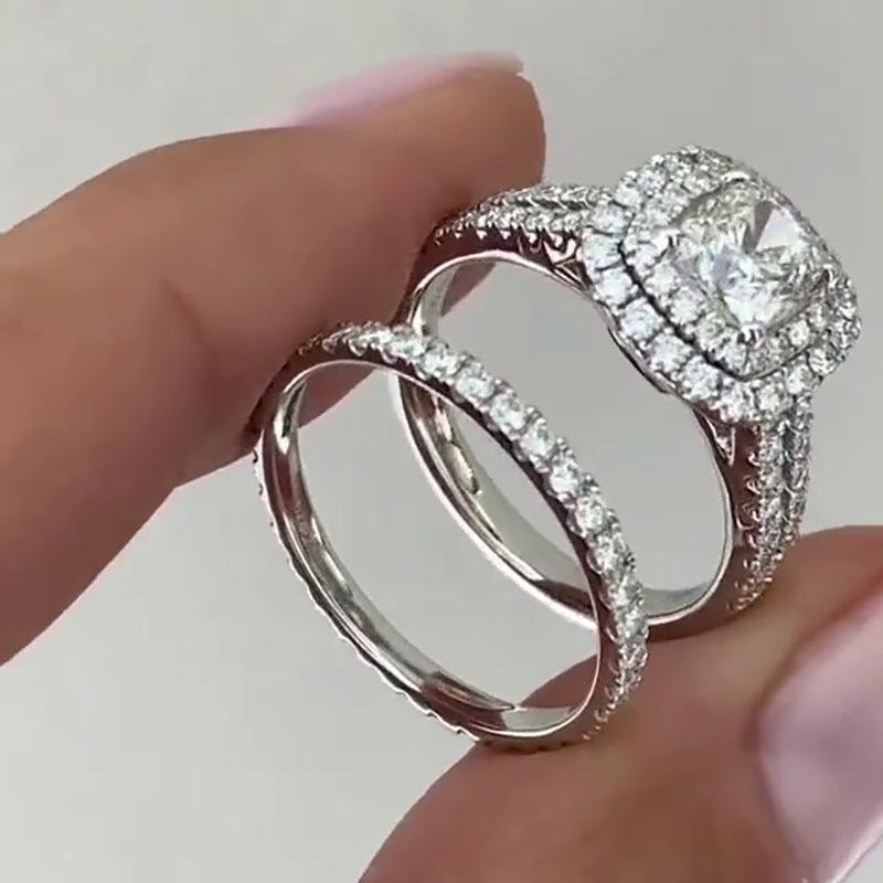 Luxury AAAAA-grade Cubic Zirconia Ring Set, Party Wedding Rings, Women’s Bridal Commitment and Engagement Jewellery