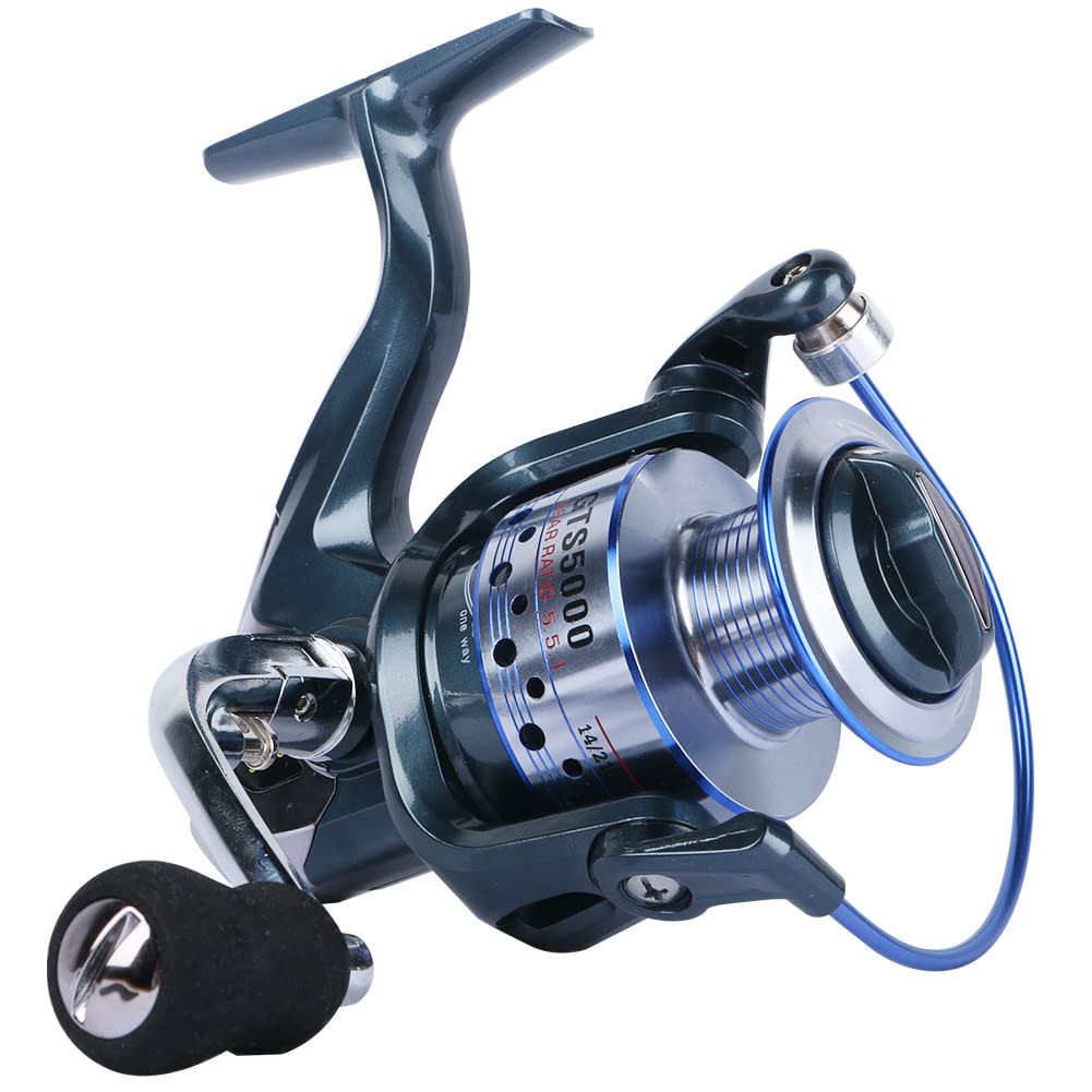 

HPLIFE Spinning High Amazing Drag Line Tangle Max Drag Force Reversible Handle Gear Ratio Suitable for Long Ice Freshwater Saltwater Ajing Mackerel синий