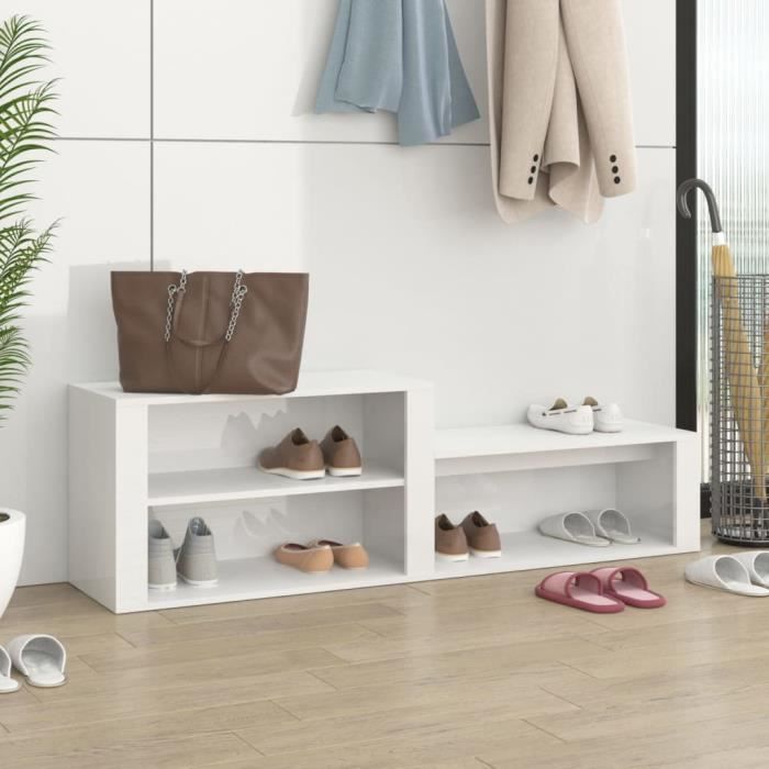 816914 vidaXL Shoe Cabinet High Gloss White 150x35x45 Cm Engineered Wood