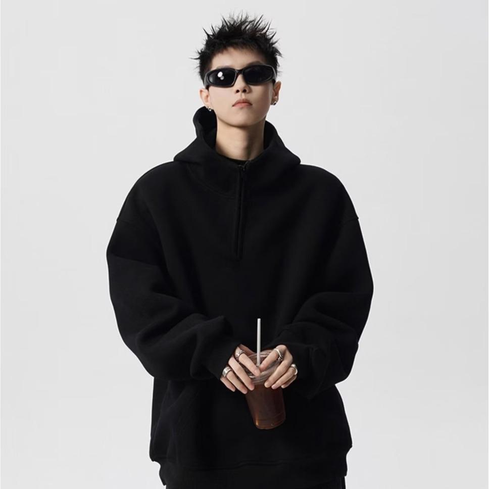 Unisex Heavyweight Fleece-Lined Hooded Sweatshirt, Oversized Autumn/Winter Top M