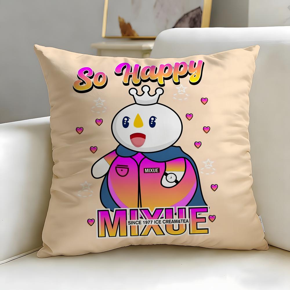 popular beverage brand MIXUE Cushion Cover Soft EasyWash Pillow Case Versatile for Couch Bed Travel and Office 30X30cm
