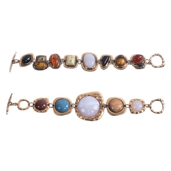 Închizătoare cu cârlig ușor, lanț de zale, brățară retro, piatră neregulată exagerată, brățară pentru femei, decor manual