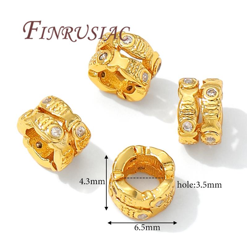 18K Gold Plated Brass with Zircon Spacer Beads For Jewelry Making,Bracelets Bead,Separators For Beads,DIY Beading Accessories