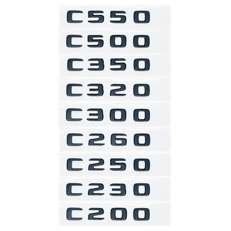 Mercedes Benz C180/C200/C220d/C250d/C260/C300d 4MATIC 3D Glossy Black ABS Letters Emblem - W205 Coupe Trunk Logo Sticker QG2