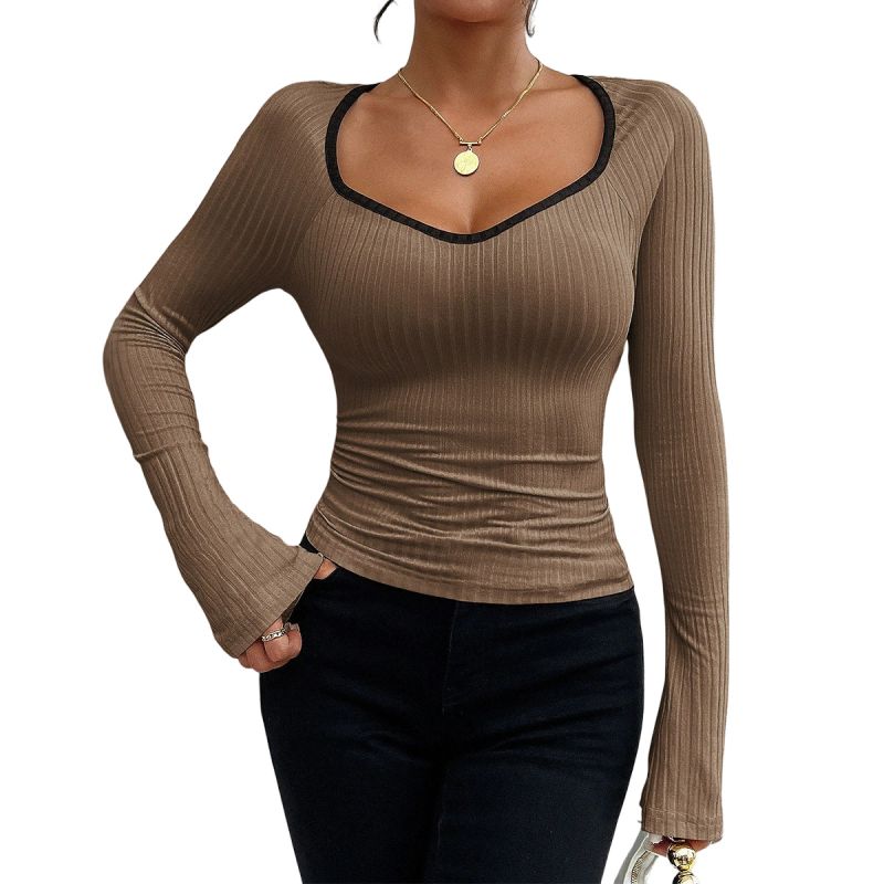 

Women Solid Color Long Sleeve Top Pullover M
