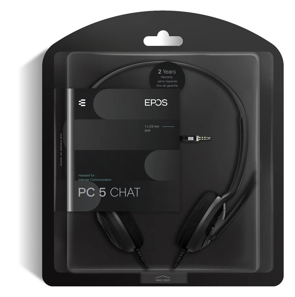 Sennheiser PC5 Chat Internet Gaming Headset Noise Canceling Microphone Casual Gaming Lightweight High Comfort Minimalistic Black - Communication,