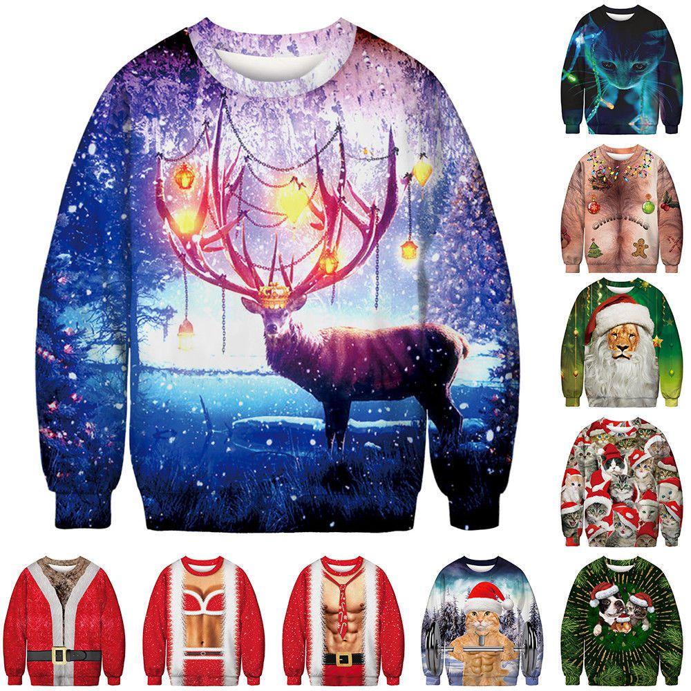 Festive Men's Christmas 3d Graphic Print Pullover Hoodie Sweatshirt With Soft Material