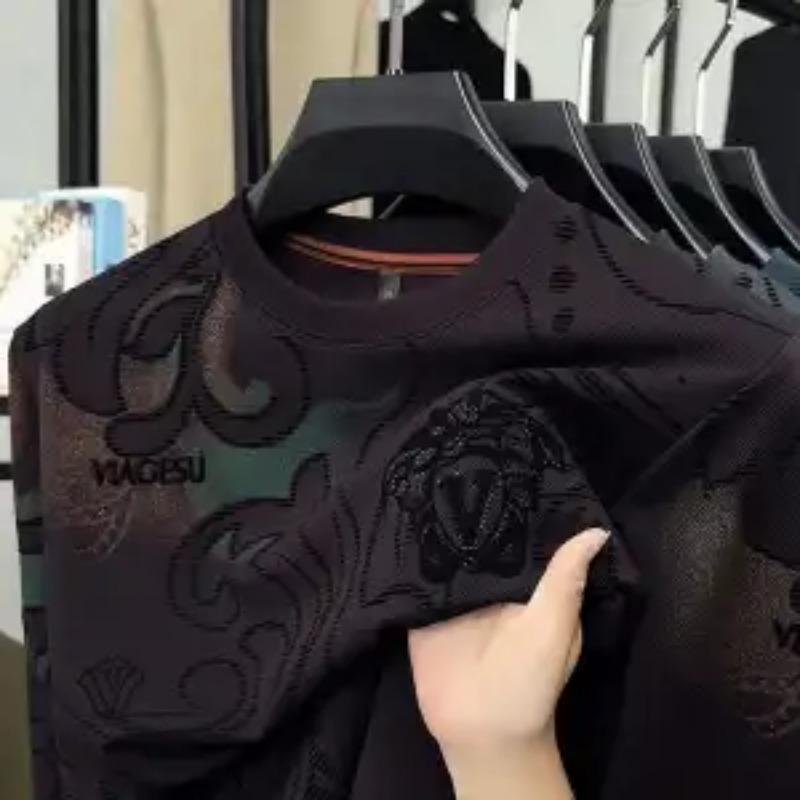 New Spring and Autumn Men's T-shirt Long Sleeve Versatile Round Neck Fashion Trendy Casual Top for Young and Middle-aged People