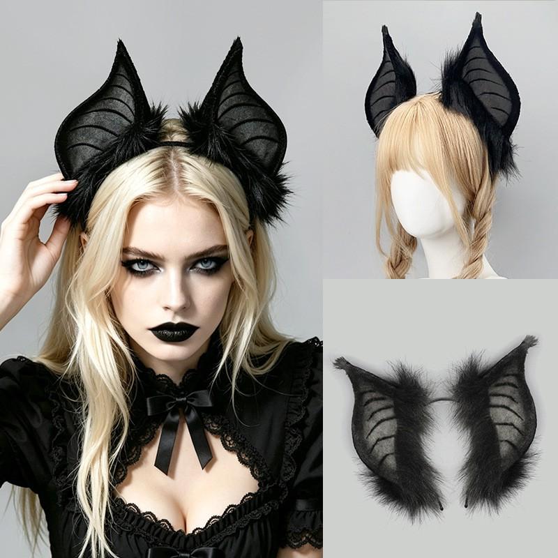 Handmade Bat Ear Headband Halloween Cosplay Gothic Vampire Costume Accessory