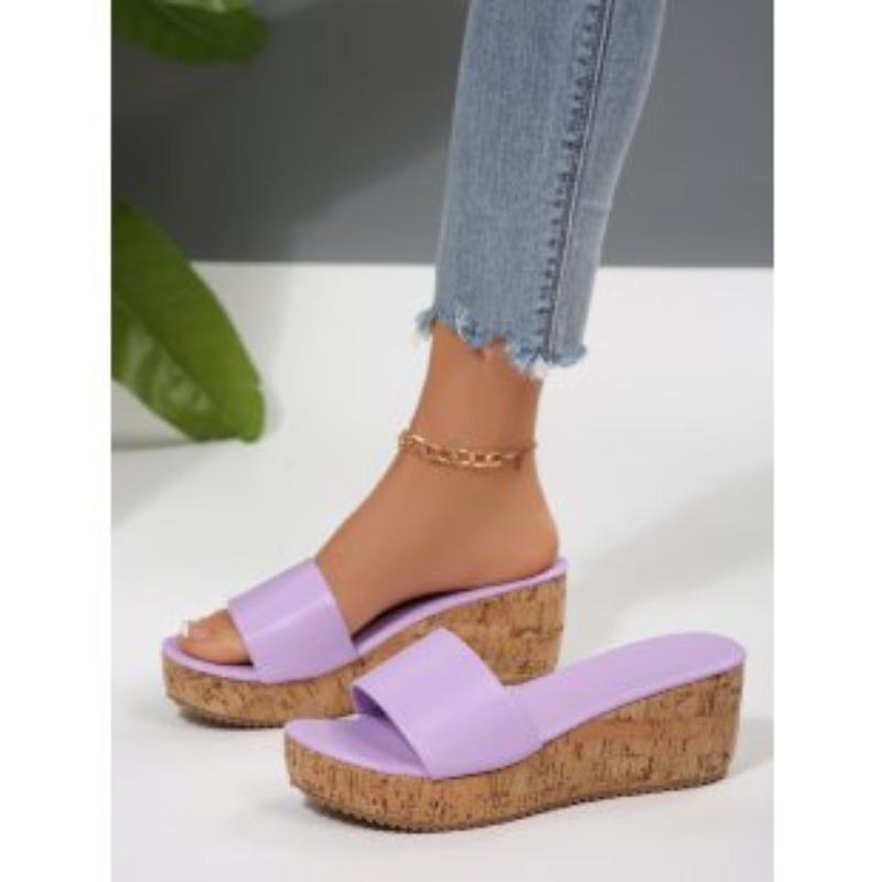 Zomer nieuwe witte sleehak slippers dames, één band met dikke zolen muffin sandalen, verhogende waterdichte tafel sandalen