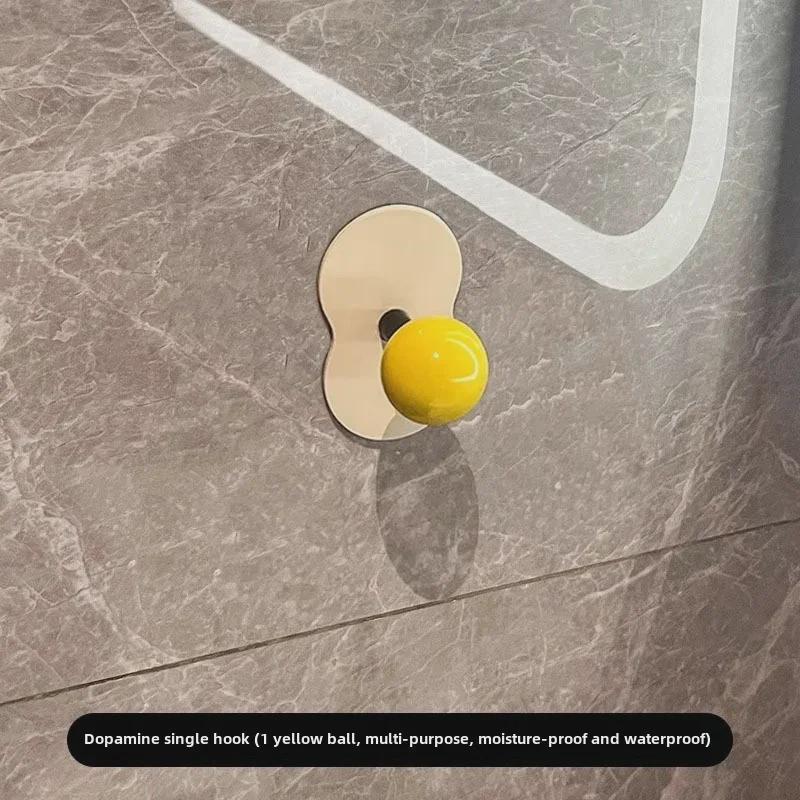 Punch-Free Adhesive Bathroom Towel Hook - Strong, Wall-Mounted, Creative Storage Solution