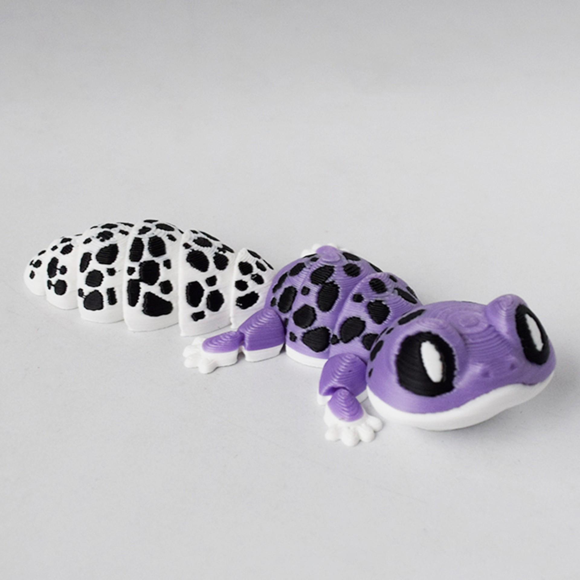

Cute Purple Gecko 3D Printed Toys Tail Joints Movable Realistic Animal Gecko Toy Model Home Decoration Kids Decompression Toys