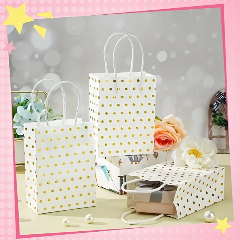 12 White and Gold Foil Gift Bags with Handles, Party Gift Bags, Birthday Bags, Wedding Bags, Christmas Gift Bags