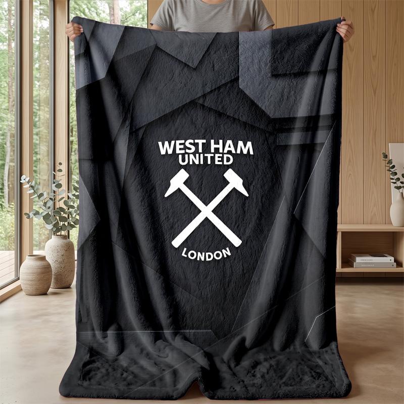 Coperta in Flanella con Stampa West Ham United, Morbida Calda Leggera Coperta da Divano Letto Campeggio