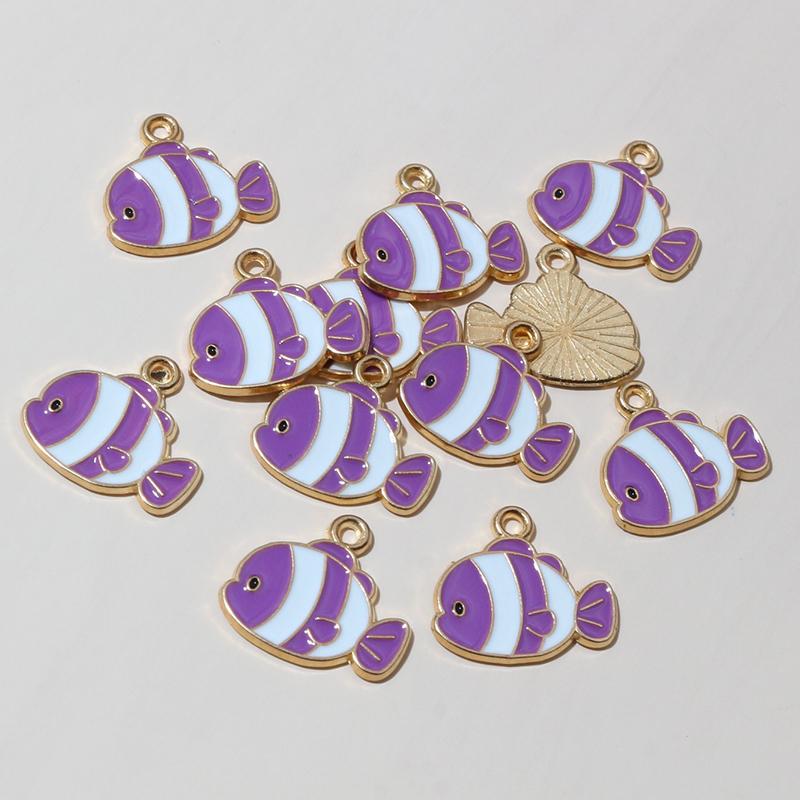 20pcs Enamel Fish Charms Pendant 15x14mm DIY Jewelry Making Accessories Findings for Earrings Necklace Bracelets Crafts