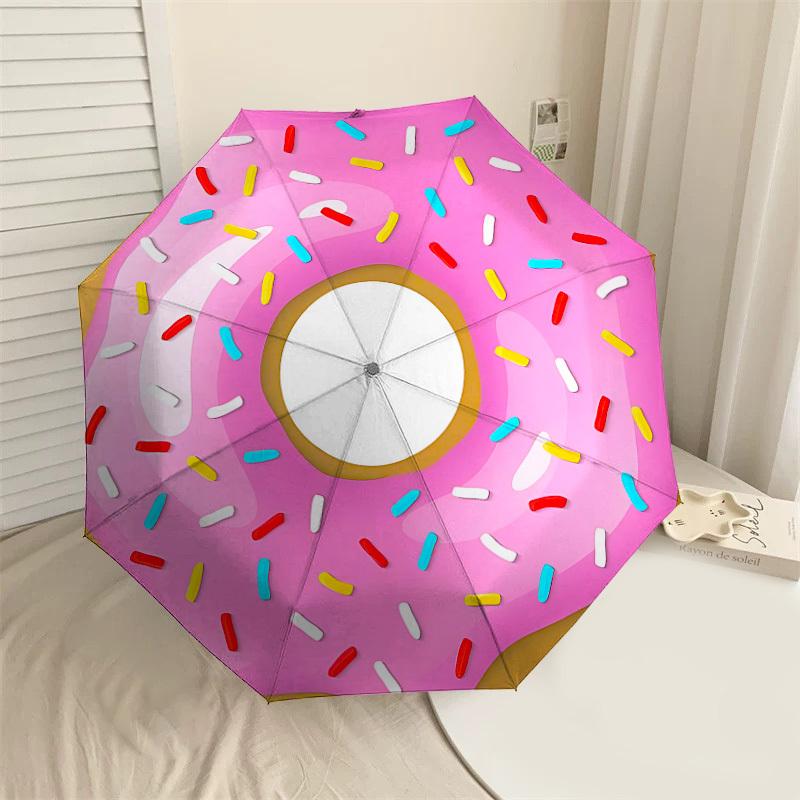 

1PC donut sprinkles Automatic Open/Close Umbrella with Windproof, 8-Rib Sturdy Canopy, Durable Ribs, Fashionable Design1291A