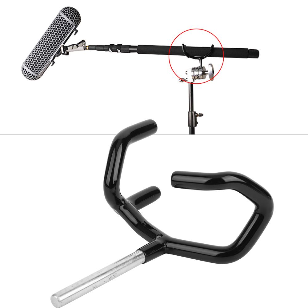 Metal Microphone Support Holder Audio Boom Pole Support Holder Stand Black