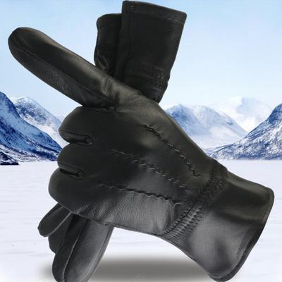 Genuine Leather Gloves Men's Sheepskin Warm and Fleece Wear-resistant